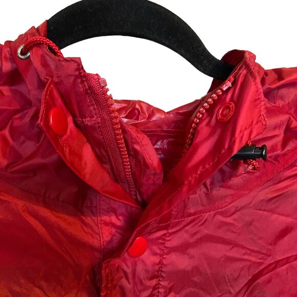 Lands' End Burgundy Red Hooded Zip Up Rain Jacket, Mens Size XL Outdoor Pockets - Picture 5 of 10